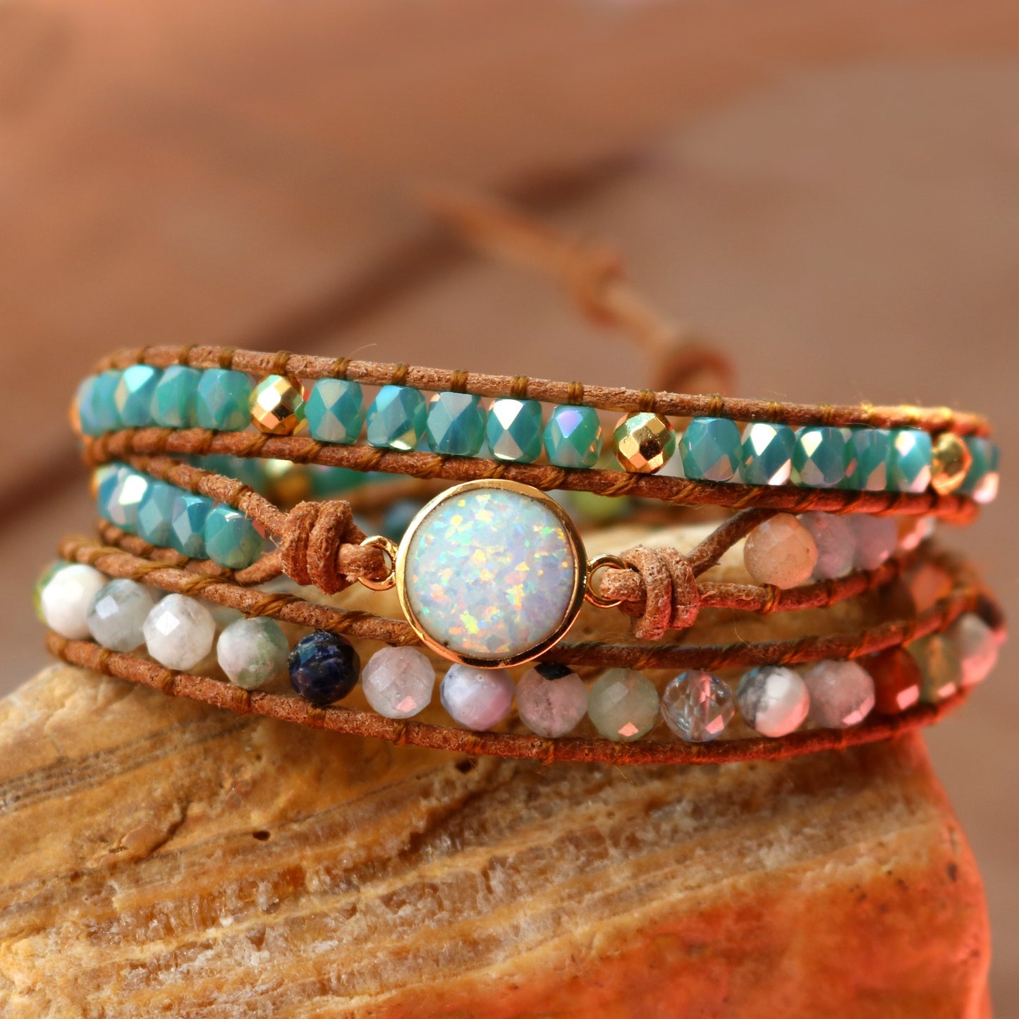 Opal Glow Wrap Bracelet