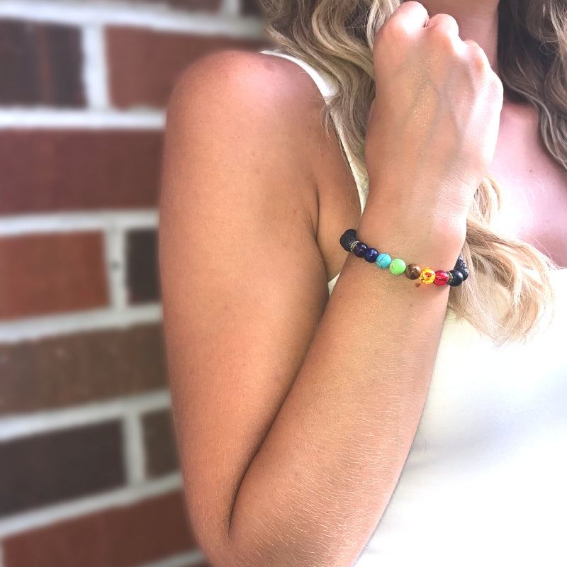 7 Chakra Healing Lava Stone Bracelet
