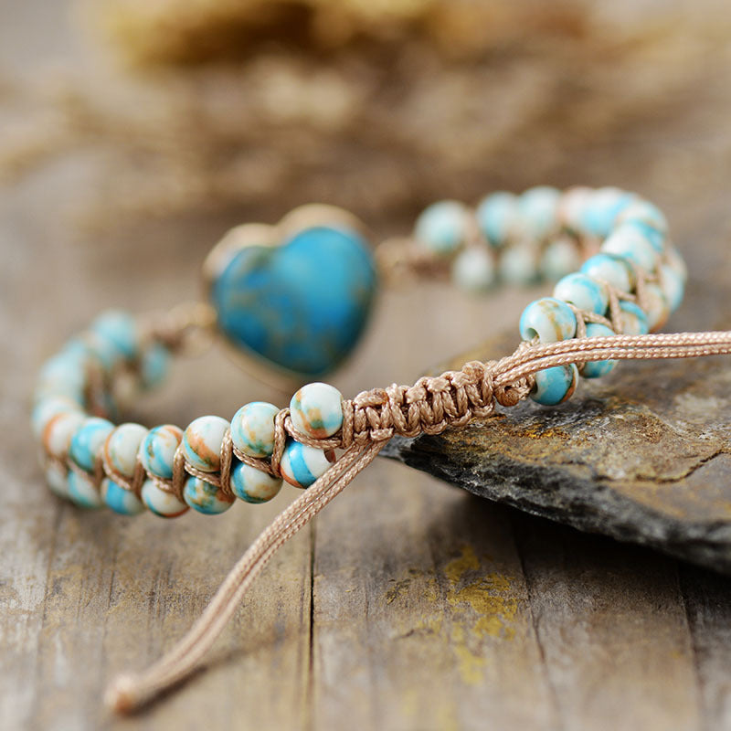 Blue Jasper Heart Bracelet