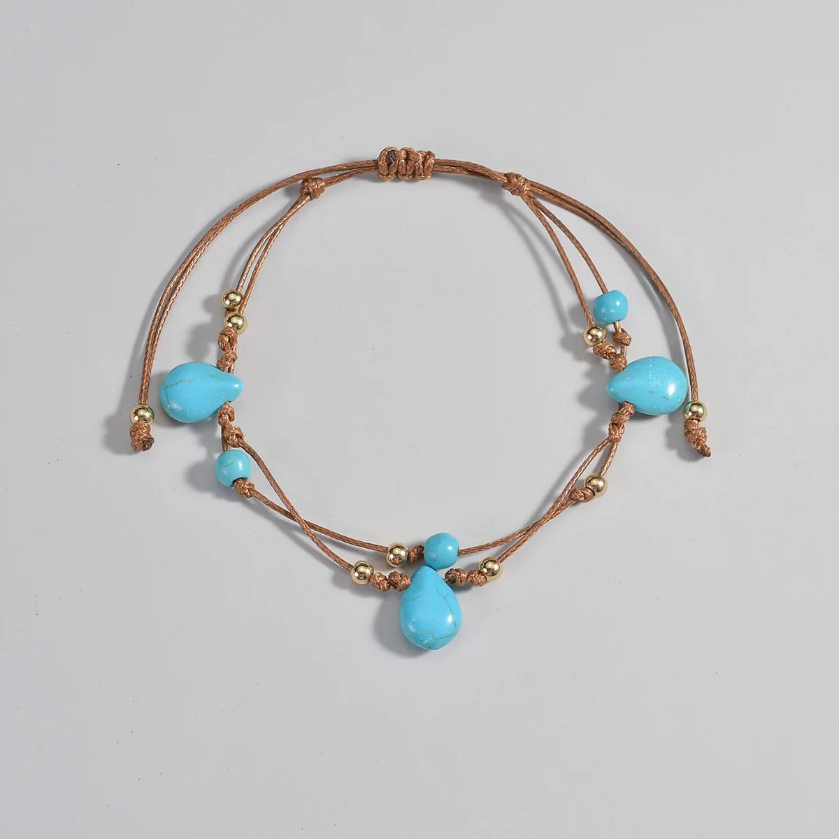 Adjustable Turquoise Teardrop Anklet