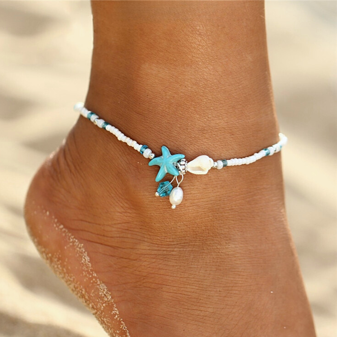 White Shell Starfish Anklet