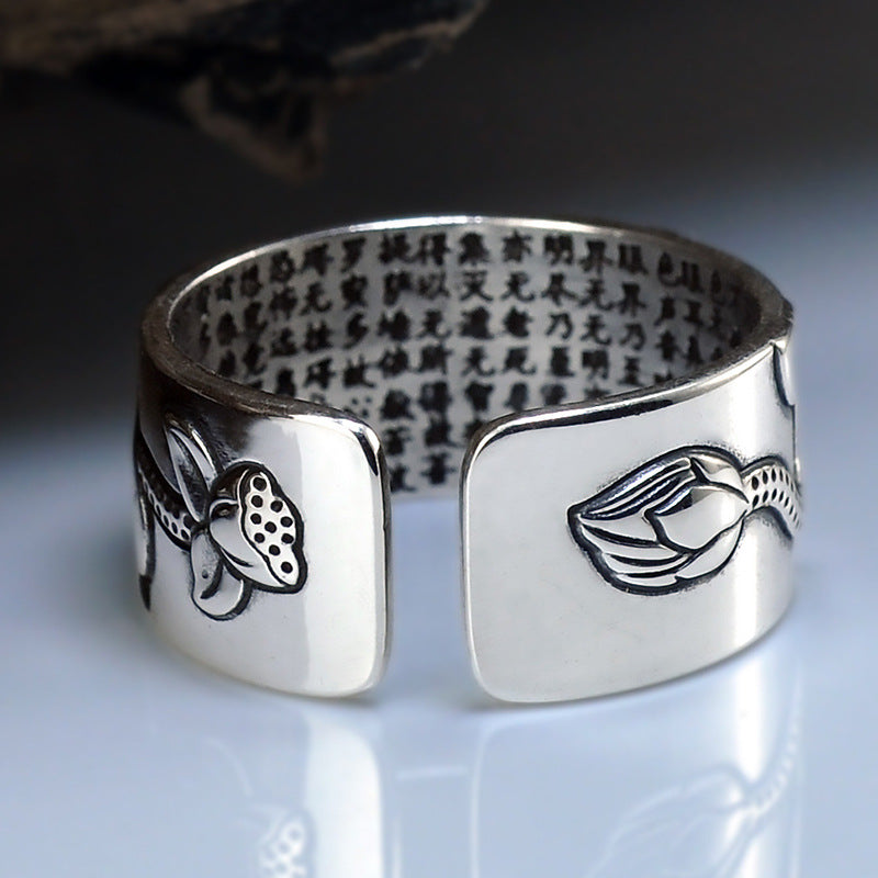 Sterling Silver Adjustable Lotus Ring