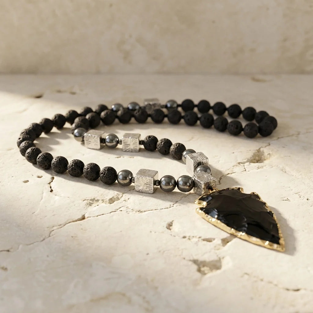 Black Obsidian Arrow Necklace