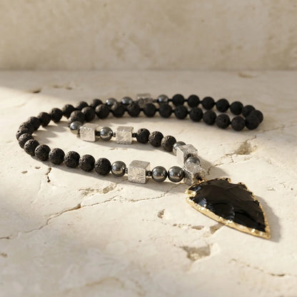 Black Obsidian Arrow Necklace