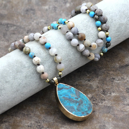 Turquoise Drop Beaded Necklace