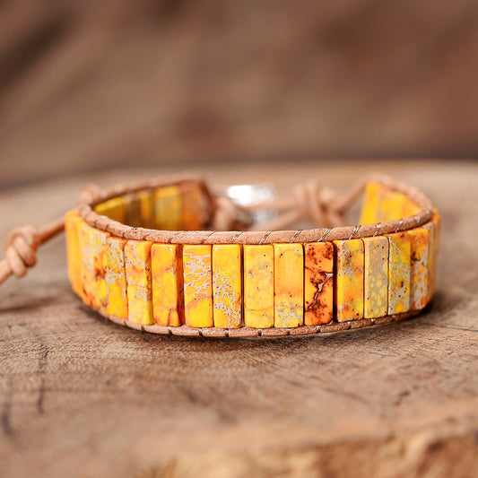 Golden Jasper Tile Wrap Bracelet