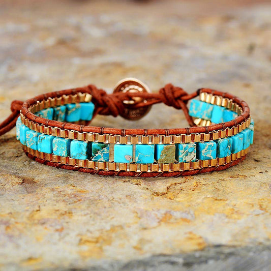 Turquoise Tile Woven Bracelet