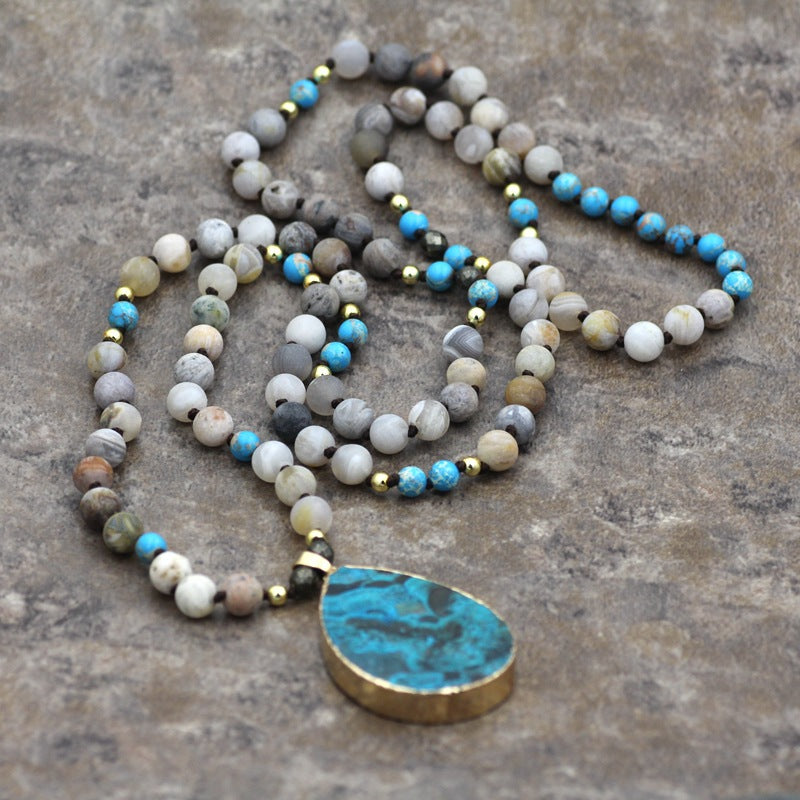Turquoise Drop Beaded Necklace