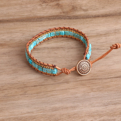 Amazonite Gold Woven Wrap Bracelet