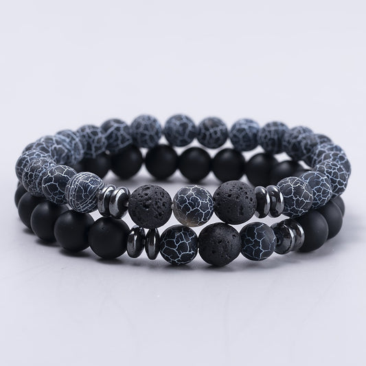 Matte Black Agate Couple Bracelets