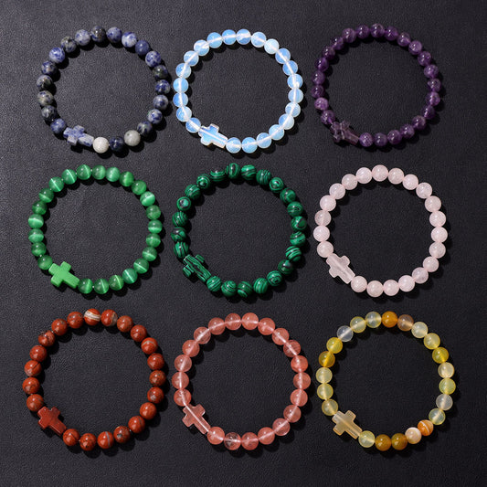 Natural Stone Cross Bracelets
