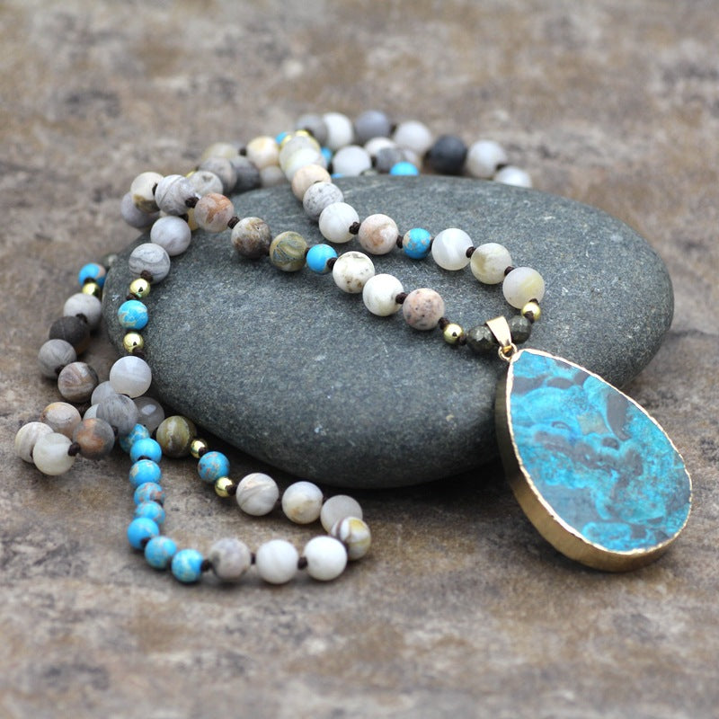 Turquoise Drop Beaded Necklace
