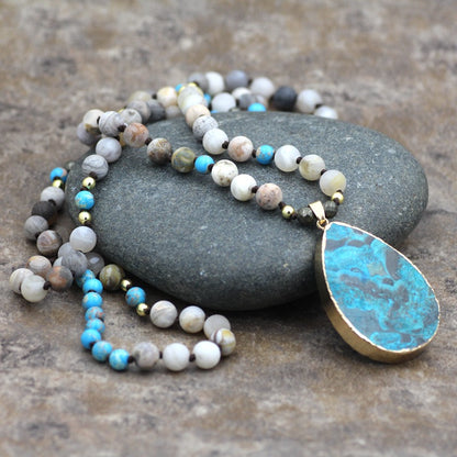 Turquoise Drop Beaded Necklace