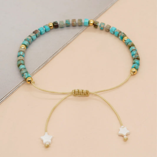 Turquoise Jasper Beaded Adjustable Bracelet