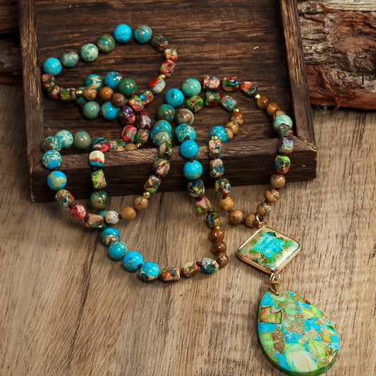 Turquoise Jasper Mala Necklace