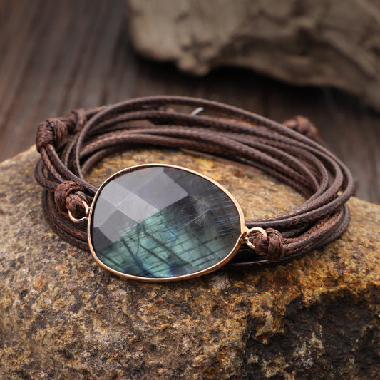 Labradorite Cord Wrap Bracelet