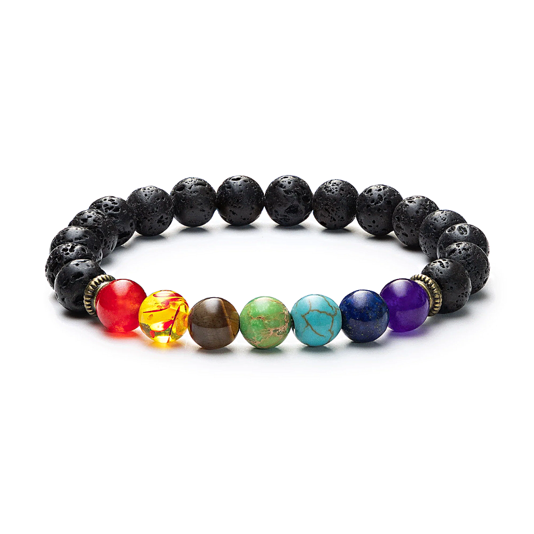 7 Chakra Healing Lava Stone Bracelet