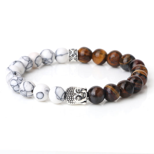 Tiger’s Eye & Howlite Buddha Bracelet