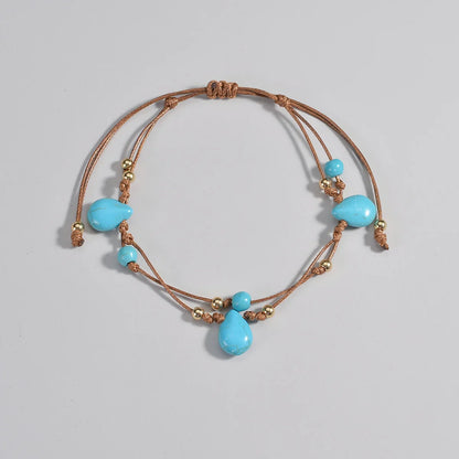 Adjustable Turquoise Teardrop Anklet