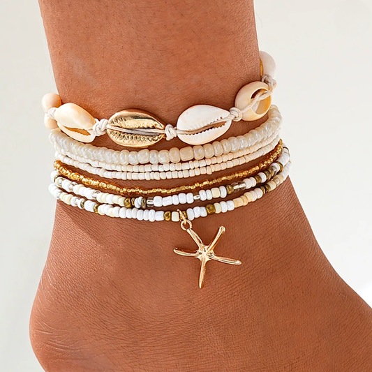 Seaside Starfish 7PC Anklet Set