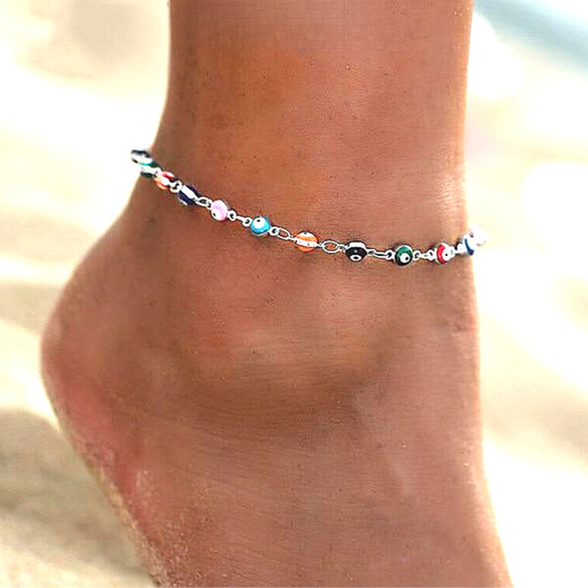 Multi-Colored Evil Eye Anklet