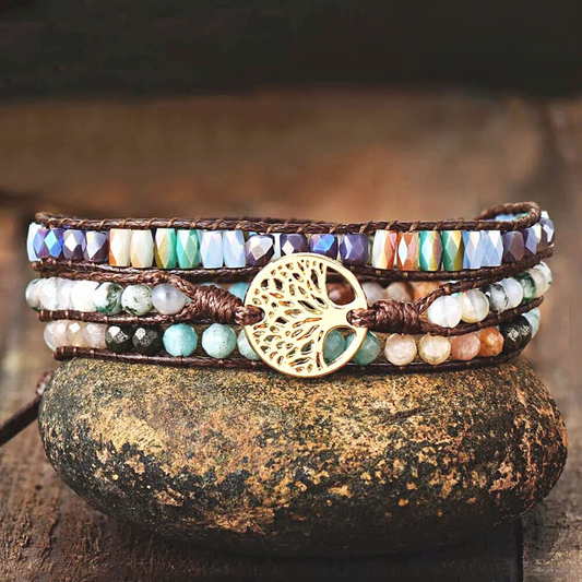 Mixed Stone Vegan Tree of Life Bracelet