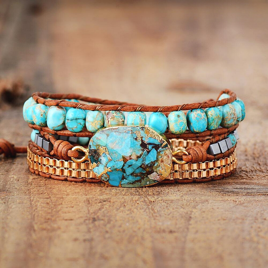 Turquoise & Jasper Healing Wrap Bracelet