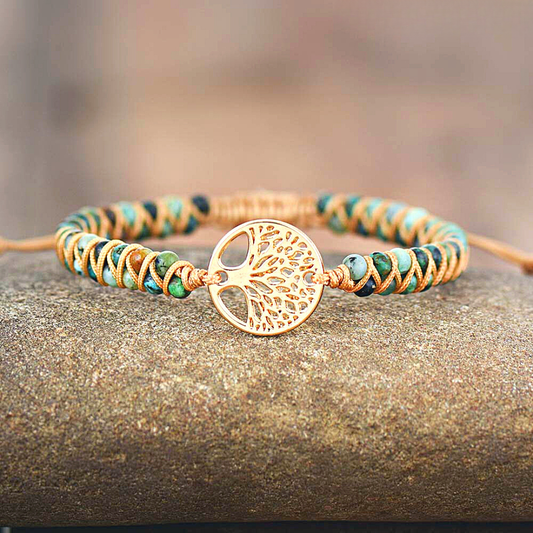 Woven Jasper Tree of Life Bracelet
