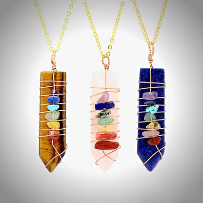 Chakra Arrowhead Wrapped Necklace