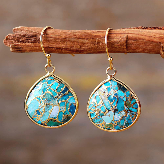 Gold-Dipped Turquoise Protection Earrings
