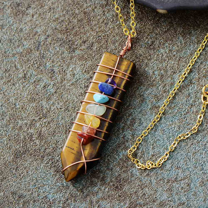 Chakra Arrowhead Wrapped Necklace