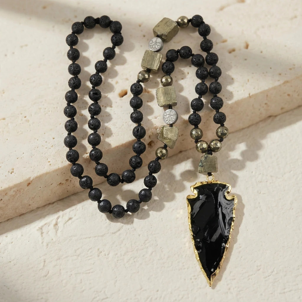 Black Obsidian Arrow Necklace