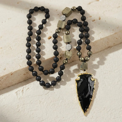 Black Obsidian Arrow Necklace