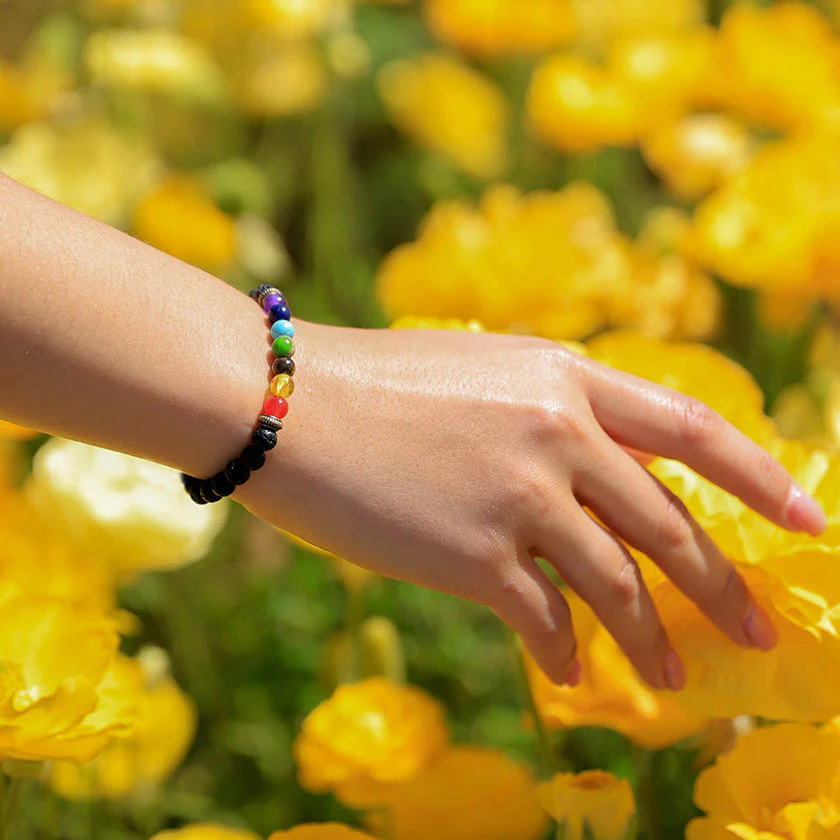 7 Chakra Healing Lava Stone Bracelet