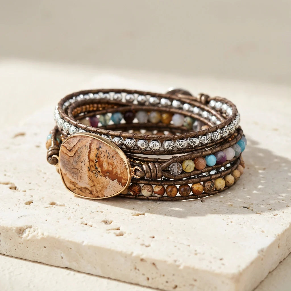 Vegan Jasper Protection Bracelet