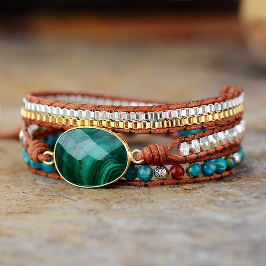 Malachite Protection Wrap Bracelet