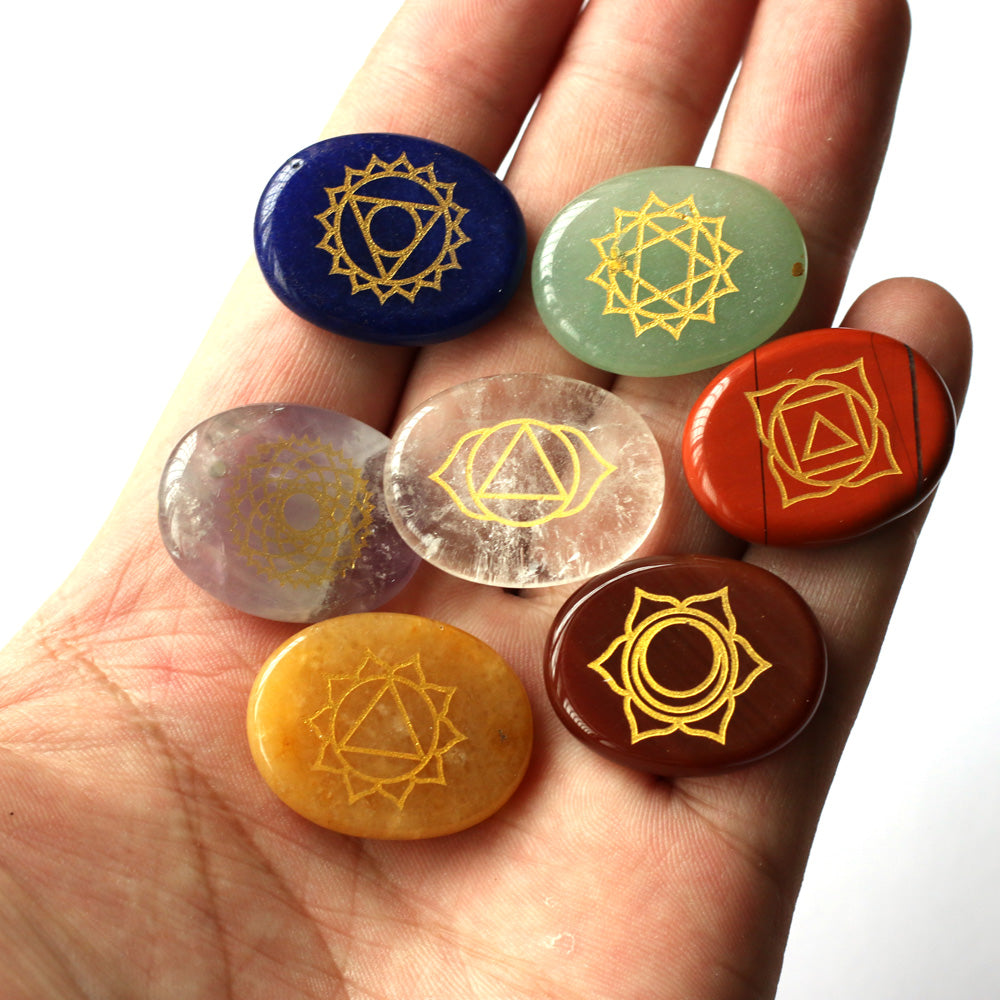7 Piece Engraved Chakra Stone Set