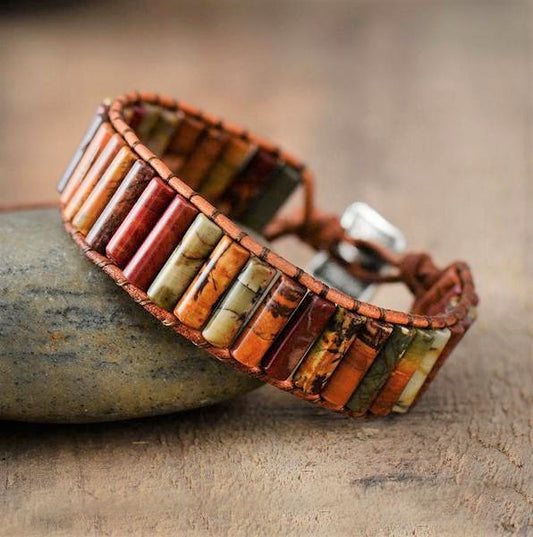 Peace is Possible Jasper Tube Bracelet